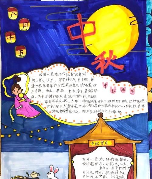 中秋手抄报版面设计图：手抄报版面设计图中秋节4k的....